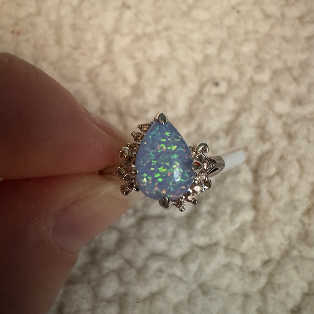 Elegant Silver Opal Ring